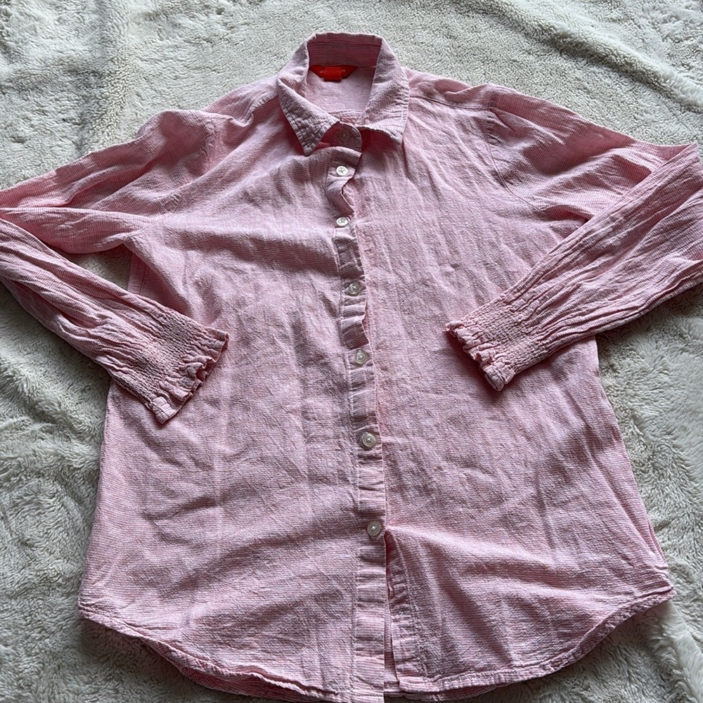 Joe Fresh Pink and White Striped Shirt Size Small - Picture 3 of 7